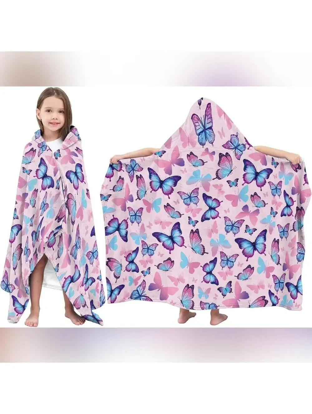 NWT Butterfy Soft Wearable Hooded Poncho Towel for Toddlers, 30